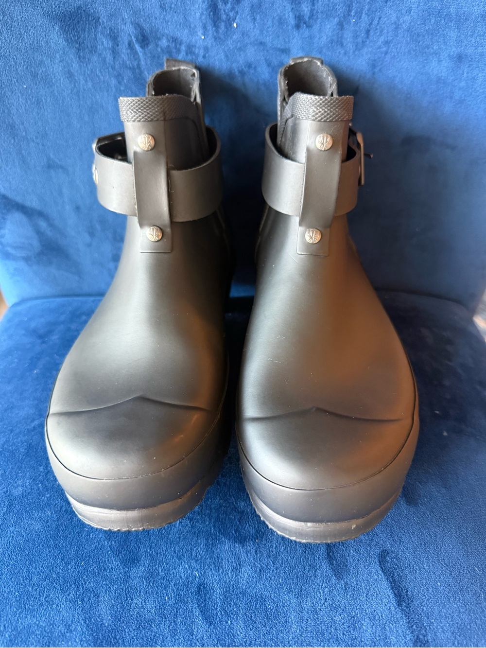 Hunter Black Short Waterproof Buckle Ankle Boots - Picture 2 of 5